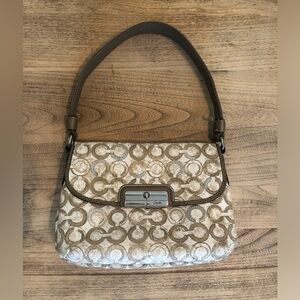 Coach Taupe & Cream/Gold Kristin Sequin Shoulder bag